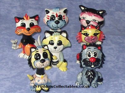 A selection of cat and dog figurines from Lorna Bailey