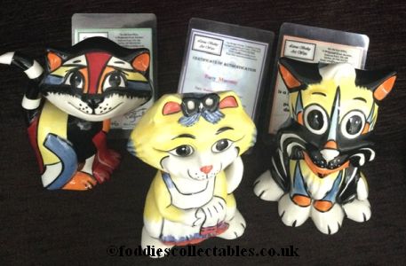 A selection of cat and dog figurines from Lorna Bailey